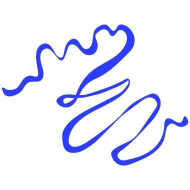 Hat dalgası şekli. Soyut trend modern saf vuruş, basit estetik unsur. Çağdaş mavi boho eğrisi dekorasyonu. İzole edildi. Vektör