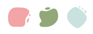 Soyut sıvı şekiller, modaya uygun modern organik siluetler, doğanın basit estetik elementleri. Geometrik çağdaş kolaj, boho kıvrımları dalgalı dekorlar. İzole edilmiş.