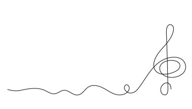 Üçlü anahtar, bir çizgi sanat, el çizimi, sürekli kontür. Sanatsal yaratıcı konsept, minimalist şablon tasarımı. Düzenlenebilir felç. İzole edilmiş. Vektör