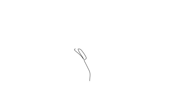 Рука Сигналом Одна Лінія Анімації Мистецтва Намальована Долоня Тримає Точку — стокове відео
