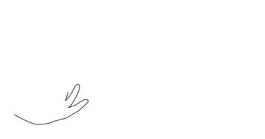 Eller müzikal trible anahtarı tutar ve bir çizgi çizer. Sanat animasyonu, el çizimi sürekli kontür hareketi. Sanatsal yaratıcı konsept, minimalist tasarım videosu. 4K kendi kendine çizim filmi