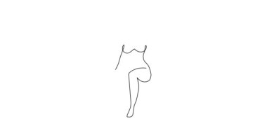 Çıplak kadın ve müzikal tuş anahtarı ve bir satır sanat animasyonu, el çizimi kadın figürü sürekli çizim hareketi. Müzik konsepti, minimalist video-.org özgün film taslağı.