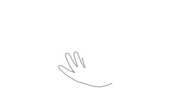 Mão Detém Dragão Uma Linha Animação Arte Movimento Desenho Contorno — Vídeo de Stock