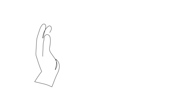 Hand Holds Dragon One Line Art Animation Continuous Contour Drawing — Stock Video