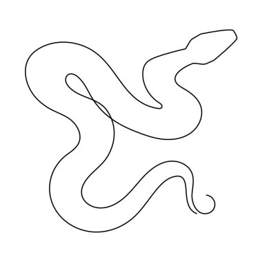Yılan bir çizgi sanat, el çizimi aralıksız çizim çizimi, 2025 yılının sembolü. Zehirli sürüngen yılan ana hatları, vahşi yaşam doğa kavramı. Düzenlenebilir felç.