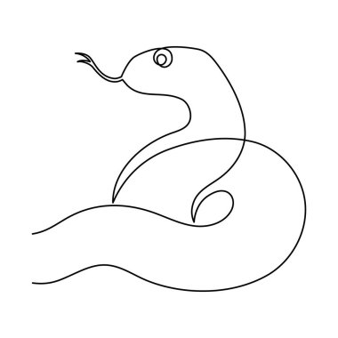 Yılan bir çizgi sanat, el çizimi aralıksız çizim çizimi, 2025 yılının sembolü. Zehirli sürüngen yılan ana hatları, vahşi yaşam doğa kavramı. Düzenlenebilir felç.