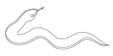 Yılan bir çizgi sanat, el çizimi aralıksız çizim çizimi, 2025 yılının sembolü. Zehirli sürüngen yılan ana hatları, vahşi yaşam doğa kavramı. Düzenlenebilir felç.