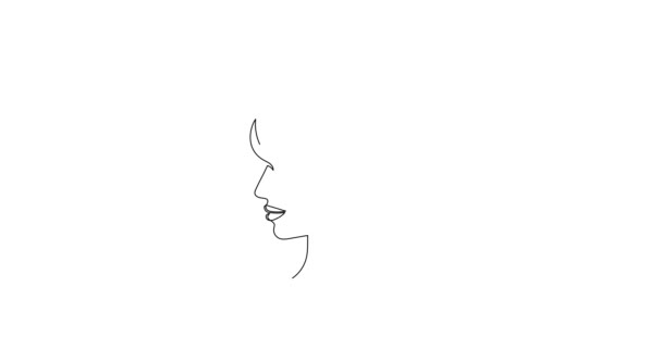 Signal Woman Face One Line Art Animation Hand Drawn Internet — Stock Video