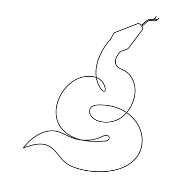 Yılan bir çizgi sanat, el çizimi aralıksız çizim çizimi, 2025 yılının sembolü. Zehirli sürüngen yılan ana hatları, vahşi yaşam doğa kavramı. Düzenlenebilir felç.