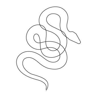 Yılan bir çizgi sanat, el çizimi aralıksız çizim çizimi, 2025 yılının sembolü. Zehirli sürüngen yılan ana hatları, vahşi yaşam doğa kavramı. Düzenlenebilir felç.