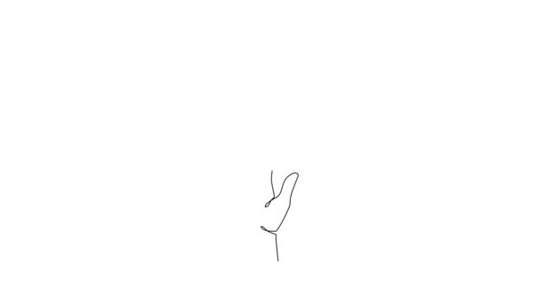 Hand Met Signaal Een Lijn Kunst Animatie Met Hand Getrokken — Stockvideo