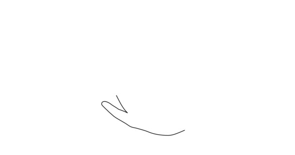 Mão Com Sinal Uma Linha Animação Arte Palma Desenhada Mão — Vídeo de Stock