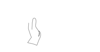 El ele tutuşan müzikal trible anahtarı ve bir satır sanat animasyonuna dikkat et, el çizimi sürekli kontur hareketi. Sanatsal yaratıcı konsept, minimalist tasarım videosu. 4K kendi kendine çizim filmi