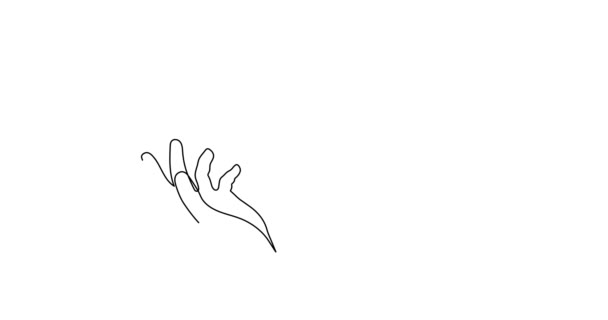 Hand Hold Musical Treble Clef Note One Line Art Animation — Stock Video