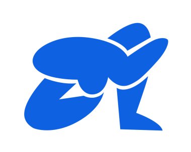 Kes adam, çağdaş poz silueti, el çizimi mavi erkek vücut figürü. Düz moda modern sanat kolajı, uygulamalı moda poster, orta yüzyıl baskılı ev tasarımı. İzole edilmiş.