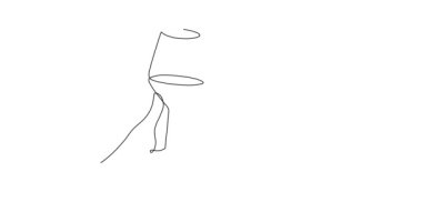 Ellerinde şarap bardakları bir çizgi animasyon sanatı, sürekli çizim hareketi. Bayram için kadeh kaldırma videosu, romantik Sevgililer Günü tostu, kendi kendine çizim filmi.