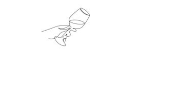 Ellerinde şarap bardakları bir çizgi animasyon sanatı, sürekli çizim hareketi. Bayram için kadeh kaldırma videosu, romantik Sevgililer Günü tostu, kendi kendine çizim filmi.