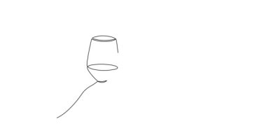 Ellerinde şarap bardakları bir çizgi animasyon sanatı, sürekli çizim hareketi. Bayram için kadeh kaldırma videosu, romantik Sevgililer Günü tostu, kendi kendine çizim filmi.
