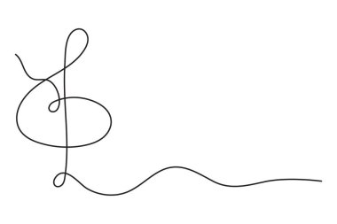 Üçlü anahtar bir satır sanat, el çizimi aralıksız dış hatlar. Müzik kompozisyon konsepti, minimalist şablon sanat tasarımı. Düzenlenebilir vuruş.