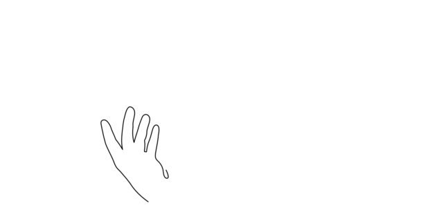 Рука Лентой Одна Линия Художественной Анимации Концепция Мирового Дня Рака — стоковое видео