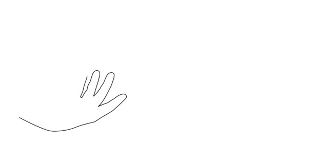 Hand Holds Tray One Line Art Animation Hand Drawn Continuous — Stock Video