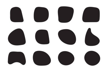 Soyut boho şekilleri, modaya uygun modern organik lekeler siluetler, doğanın basit estetik unsurları. Modern çağdaş kolaj, çeşitli şirin kabarcıklar. İzole edilmiş. Vektör