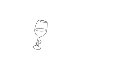 El ele tutuşan şarap kadehleri 2025 yılını kutluyor, bir çizgi sanat animasyonu, sürekli çizim hareketi. Şerefe, bayramlık el yapımı video, kendi kendine çizim filmi.