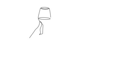 El ele tutuşan şarap kadehleri 2025 yılını kutluyor, bir çizgi sanat animasyonu, sürekli çizim hareketi. Şerefe, bayramlık el yapımı video, kendi kendine çizim filmi.