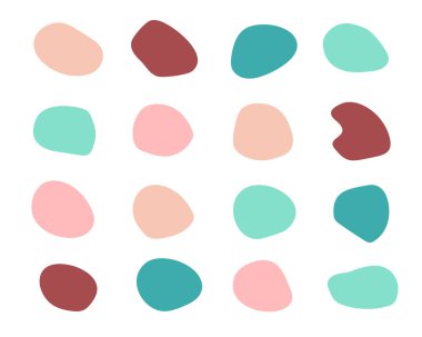 Soyut boho şekilleri, modaya uygun modern organik lekeler siluetler, doğanın basit estetik unsurları. Modern çağdaş kolaj, çeşitli şirin kesikler. İzole edilmiş. Vektör