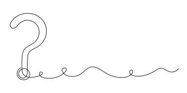 Soru işareti bir satır sanat, el çizimi soru işareti, fikir sürekli kontür. SSS kavramını sorgulamak, cevabı bulmak. Düzenlenebilir felç. İzole edilmiş.