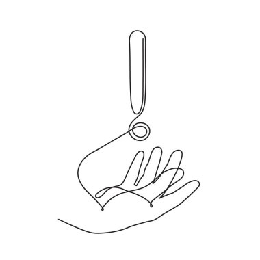 El yazısı ünlem işareti bir satır sanat, el yazısı takdir işareti, fikir sürekli konum sorgu dikkat konsepti, cevap bulma. Minimalist sanat çizimi. Düzenlenebilir.