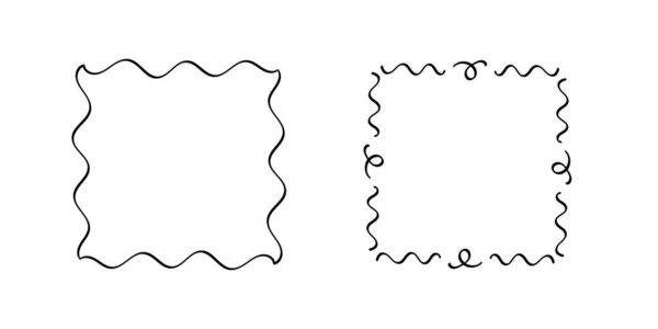 Квадратные узоры, нарисованные вручную монохромные фигурки с простым скелетным дизайном.