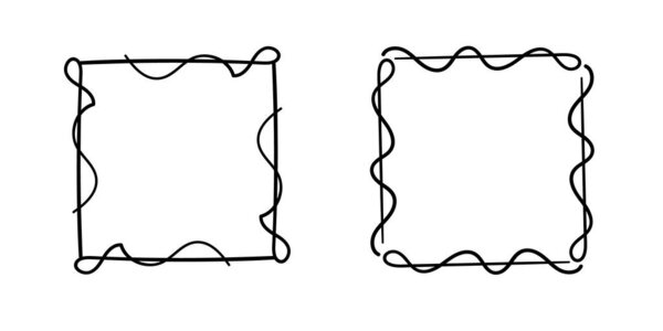Квадратные узоры, нарисованные вручную монохромные фигурки с простым скелетным дизайном.