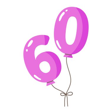 İplik şeklinde balonlar. Doğum günü partisinin düz dekorasyonu, kutlama sembolü, sayısal tatil tasarımları. İzole edilmiş.