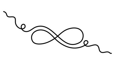 Sonsuzluk işareti bir satır sanat, el çizimi sınırsız sonsuzluk işareti, Ouroboros yılanı sürekli konum çizimi fikri. Sonsuzluk konsepti, minimalist sanat çizimi. İzole edilmiş. Düzenlenebilir felç.