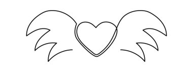 Aşk konsepti bir çizgi sanat, elle çizilmiş kalp devamlı konsept. Duygular ifade konsepti, şenlikli tasarım romantik element Sevgililer Günü basit minimalist tasarım. Düzenlenebilir felç.
