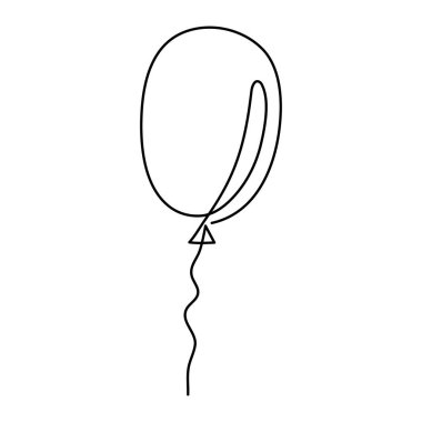 İpli bir balon, el çizimi, hava dolu bir kutlama ya da Sevgililer Günü 'nün parti tasarımı sürekli bir sınır çiziyor. Bayram helyum çizgisi. Kurgulanabilir..