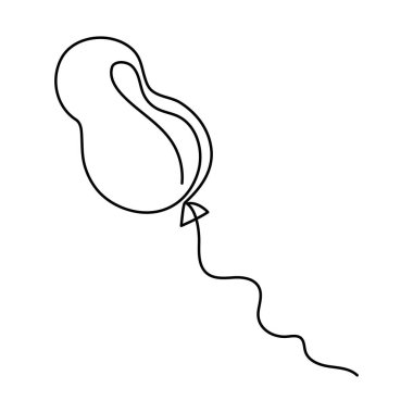 İpli bir balon, el çizimi, hava dolu bir kutlama ya da Sevgililer Günü 'nün parti tasarımı sürekli bir sınır çiziyor. Bayram helyum çizgisi. Kurgulanabilir..