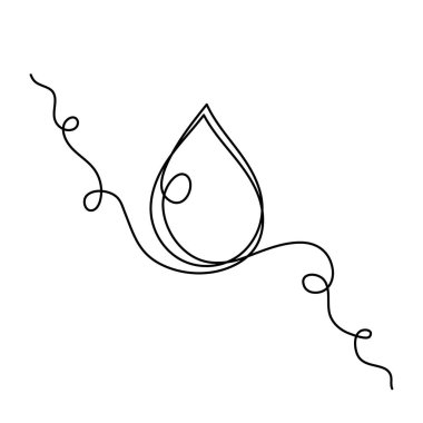 Su damlası bir çizgi sanat, el çizimi taze çiy tasarımı sürekli hatlar çizer. İçilebilir doğal yağmurlu ana hatlar, dökülmüş nem sembolleri. İzole edilmiş. Düzenlenebilir felç. Vektör illüstrasyonu.