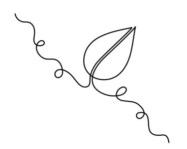 Yaprak bir çizgi sanat, el çizimi bitkiler sürekli konum çiziyor. Organik eko botanik brunch konsepti ana hatları, yerde yaşayan çiçek. İzole edilmiş. Düzenlenebilir dokunuşlar. Vektör.