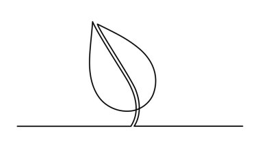 Yaprak bir çizgi sanat, el çizimi bitkiler sürekli konum çiziyor. Organik eko botanik brunch konsepti ana hatları, yerde yaşayan çiçek. İzole edilmiş. Düzenlenebilir dokunuşlar. Vektör.