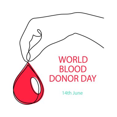 Dünya Kan Bağışı Günü bir sıra sanat, dev damlacık sürekli çevreleme güvenli yaşam çizimi, gönüllü bağışta bulunma sembolü insan nezaketi, 14 Haziran 'da tıbbi hayır kurumuna adanmıştır. Düzenlenebilir vuruş