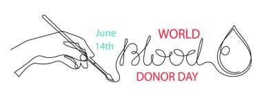 Dünya Kan Bağışı Günü bir sıra sanat, dev damlacık sürekli çevreleme güvenli yaşam çizimi, gönüllü bağışta bulunma sembolü insan nezaketi, 14 Haziran 'da tıbbi hayır kurumuna adanmıştır. Düzenlenebilir vuruş