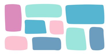 Soyut geometrik metin kutusu. Boş karalama konuşması kabarcıklandı, dikdörtgen şeklinde basit röfle şekilleri, rastgele şekiller. İzole edilmiş. Vektör illüstrasyonu