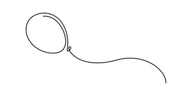 İpli bir balon, el çizimi, hava dolu bir kutlama ya da Sevgililer Günü partisi tasarımı sürekli bir sınır çiziyor. Bayram yıldönümü helyum taslağı. İzole edilmiş.