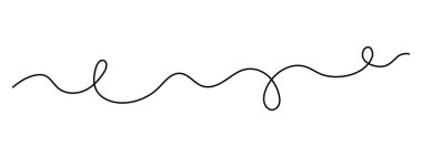 Bir çizgi sanatı, el çizimi dalgalı bölme elementi sürekli kontür çiziyor. Titrek girdap ayırıcı eğrisi volta ve fitil dizaynlı şerit. İzole edilmiş. Düzenlenebilir vuruş.