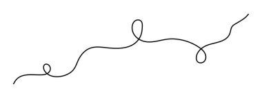 Bir çizgi sanatı, el çizimi dalgalı bölme elementi sürekli kontür çiziyor. Titrek girdap ayırıcı eğrisi volta ve fitil dizaynlı şerit. İzole edilmiş. Düzenlenebilir vuruş.