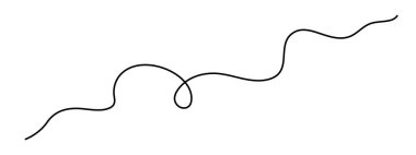 Bir çizgi sanatı, el çizimi dalgalı bölme elementi sürekli kontür çiziyor. Titrek girdap ayırıcı eğrisi volta ve fitil dizaynlı şerit. İzole edilmiş. Düzenlenebilir vuruş.
