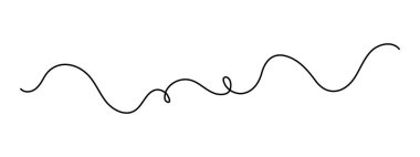 Bir çizgi sanatı, el çizimi dalgalı bölme elementi sürekli kontür çiziyor. Titrek girdap ayırıcı eğrisi volta ve fitil dizaynlı şerit. İzole edilmiş. Düzenlenebilir vuruş.
