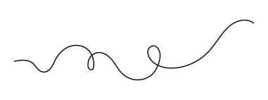 Bir çizgi sanatı, el çizimi dalgalı bölme elementi sürekli kontür çiziyor. Titrek girdap ayırıcı eğrisi volta ve fitil dizaynlı şerit. İzole edilmiş. Düzenlenebilir vuruş.